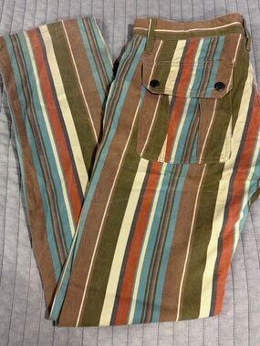 Dolce & Gabbana Striped Cargo Pants in Brown, Olive & Blue